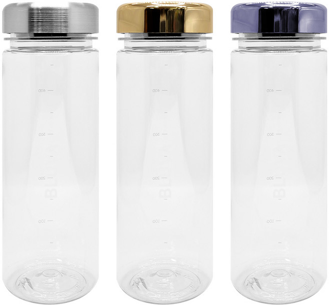 블루바 눈금표시 트라이탄 메탈캡 휴대용 보틀 500ml x 3종 세트, 실버, 골드, 퍼플, 1세트