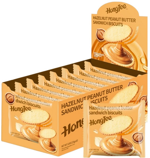 HongJee 헤이즐넛 피넛버터 샌드위치 비스킷 10p, 250g, 1개