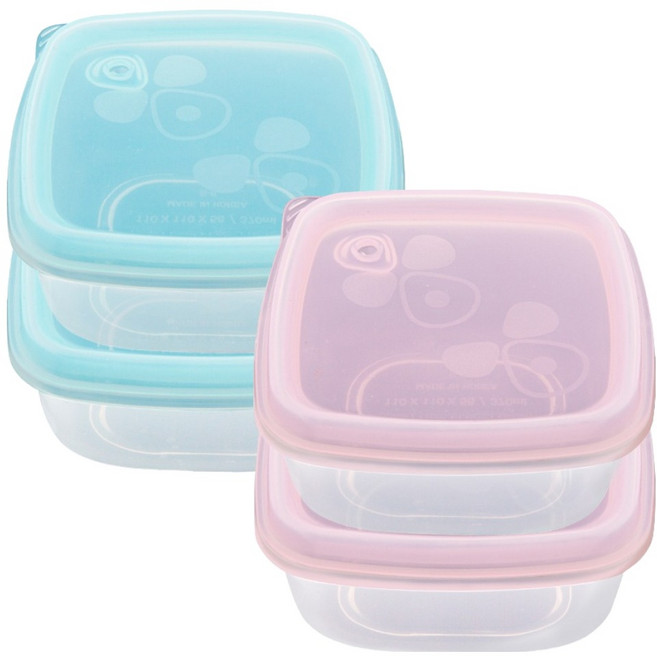 실리팟 실리콘 정사각 냉동밥 보관용기, 1세트, 핑크 2p + 민트 2p