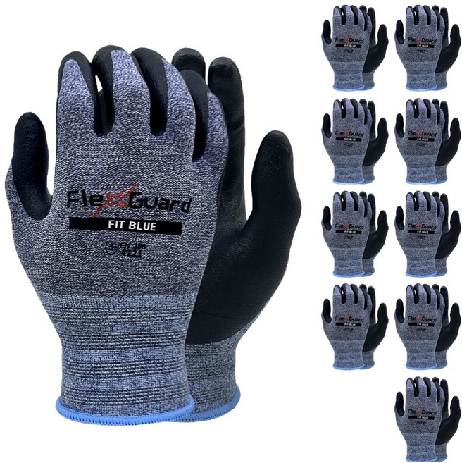 나이텍스 플렉스가드 코팅 장갑 양손세트 L, BLUE, 10세트
