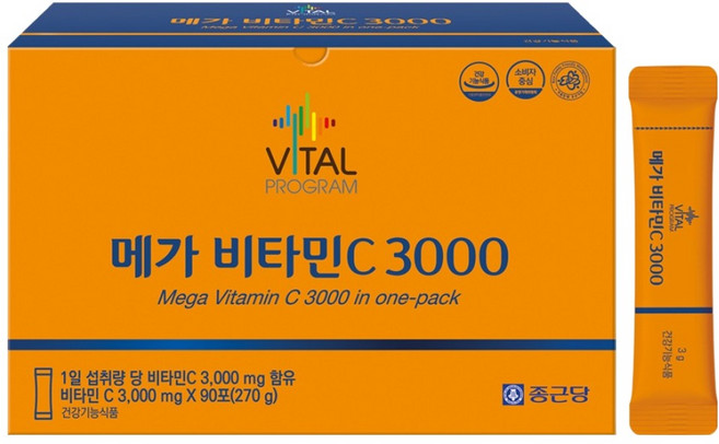 바이탈프로그램 종근당 바이탈 프로그램 메가비타민C 3000 90p, 270g, 1개