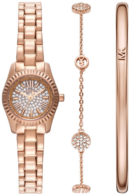 MICHAEL KORS 女款 Lexington 金屬手錶 + 手鍊套組 FREE MK4946SET