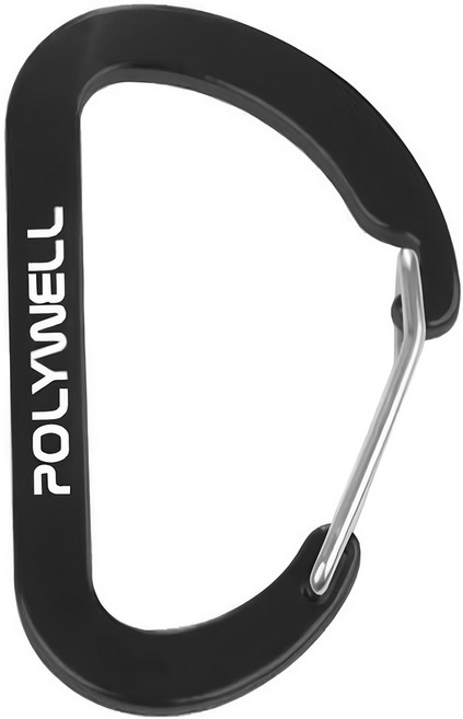 POLYWELL 寶利威爾 鋁合金D字扣露營掛環 大號 PW15-T65-1044, 1個, 黑色
