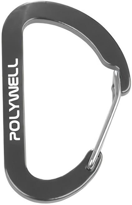 POLYWELL 寶利威爾 鋁合金D字扣露營掛環 大號 PW15-T65-1045, 1個, 灰色