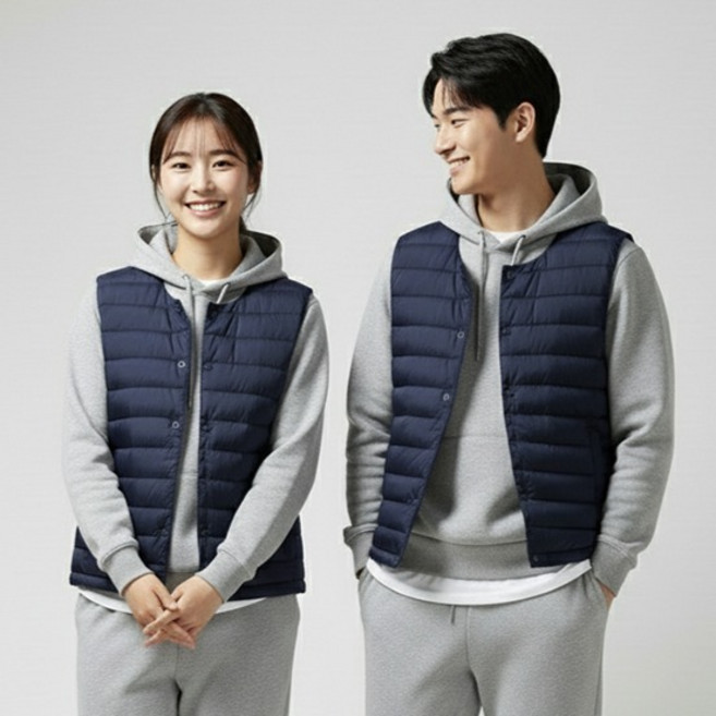 Raymon 男女通用圓領鈕扣羽絨背心