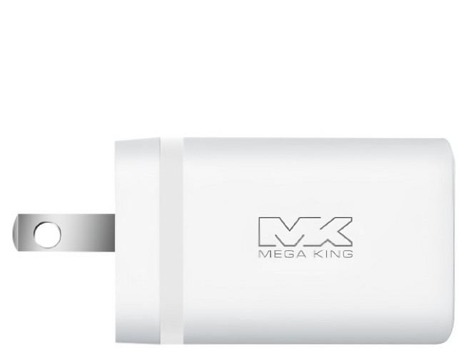MEGA KING 氮化鎵三孔快充旅充頭 2C1A 65W, 1個, 白色