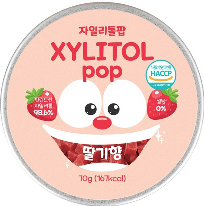 자일리톨팝 틴케이스 딸기, 70g, 1개