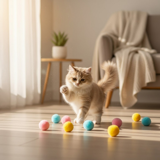 케리빙 고양이 볼 10종 세트 3cm, 랜덤 발송, 1세트