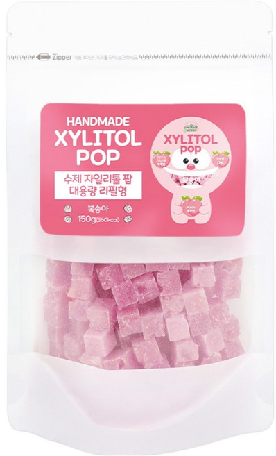 자일리톨팝 파우치 복숭아, 150g, 1개