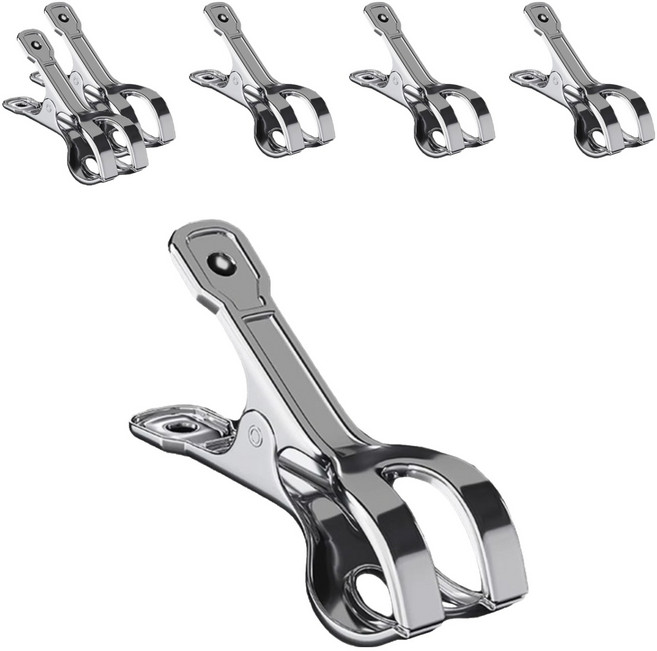 해피굿즈 스테인리스 다용도 대형 빨래집게 L, 실버a, 6개