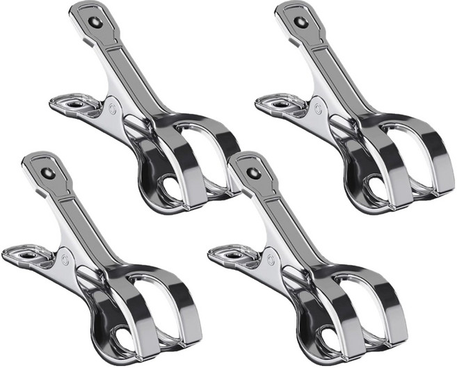 해피굿즈 스테인리스 다용도 대형 빨래집게 L, 실버a, 4개