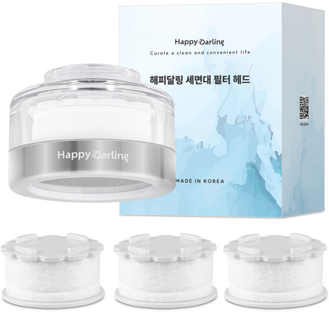 해피달링 세면대 필터 헤드 클리어실버 세트, 1세트