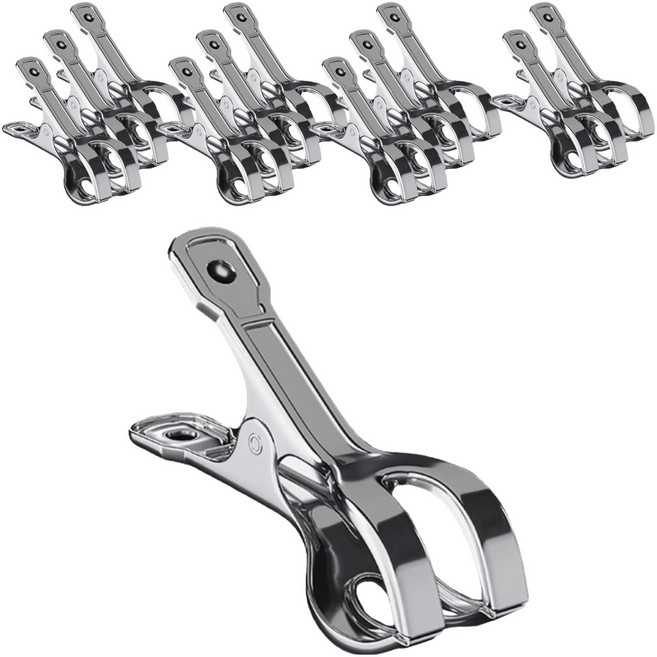 해피굿즈 스테인리스 다용도 대형 빨래집게 L, 실버a, 12개