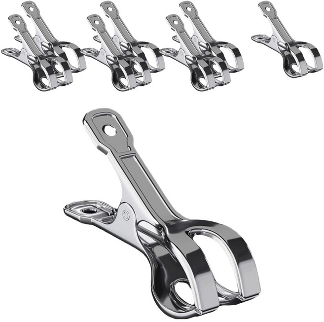 해피굿즈 스테인리스 다용도 대형 빨래집게 XL, 실버b, 8개