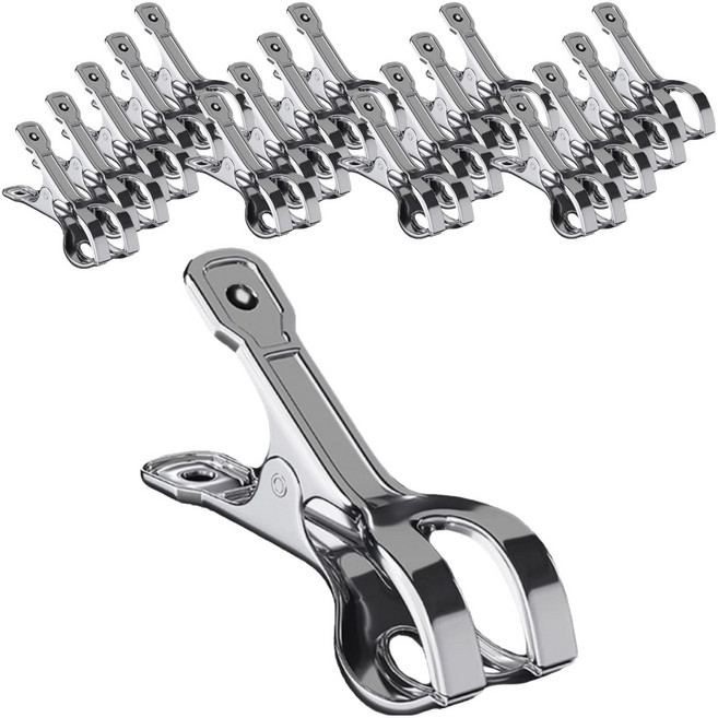 해피굿즈 스테인리스 다용도 대형 빨래집게 L, 실버a, 18개