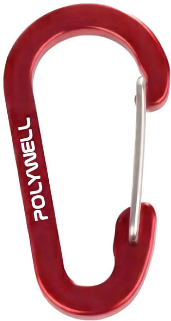 POLYWELL 寶利威爾 露營用 鋁合金D字扣掛環/D型扣/彈性扣環/鑰匙圈 PW15-T65-1053, 1個, 紅色
