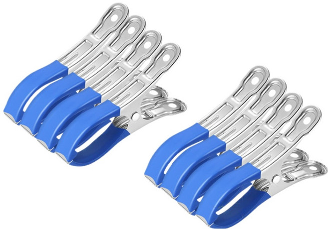 해피굿즈 강력 스테인리스 고급 빨래집게 9cm, 블루a, 8개