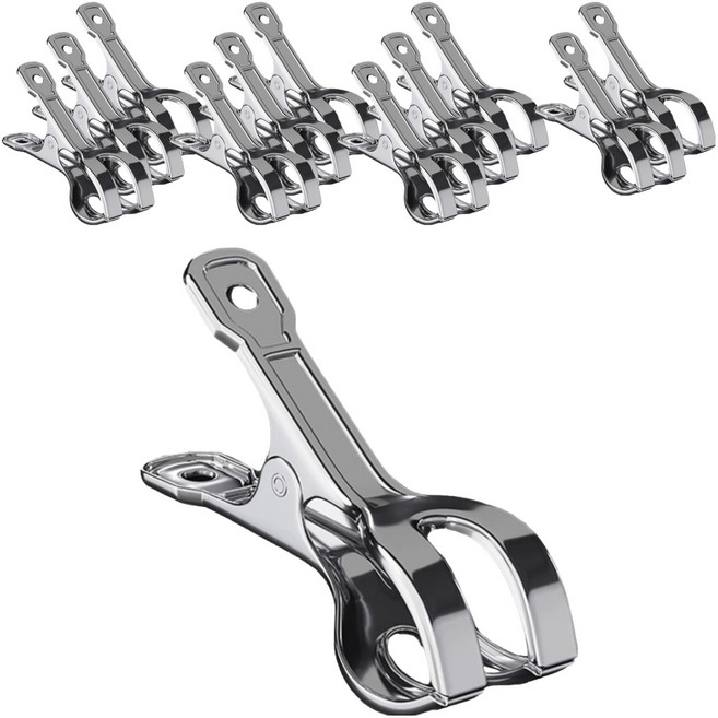 해피굿즈 스테인리스 다용도 대형 빨래집게 XL, 실버b, 12개