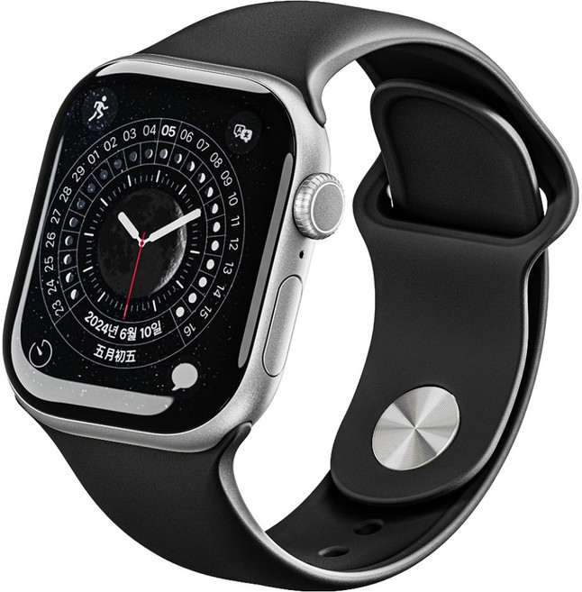 빅스킷 애플워치 호환 실리콘 스트랩, 블랙, 1개