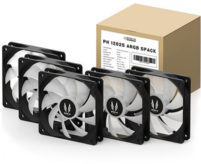 쓰리알시스템 ARGB 쿨링팬, PH-12025, BLACK