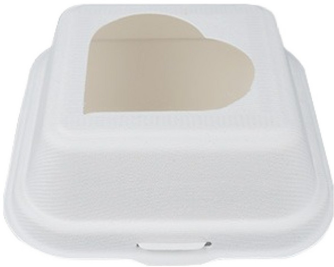 NAPKIN KOREA 紙漿漢堡心形開窗容器 白色, 1個, 100入