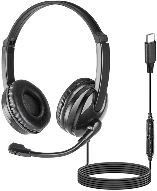 코시 노이즈캔슬링 C타입 유선 헤드셋, 블랙, HS4155C