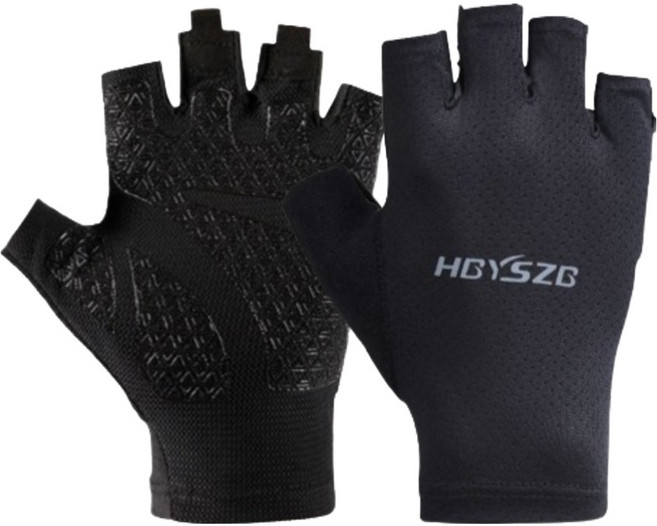 HBYSZB 데일블룸 자전거 등산트래킹 여름 쿨 손가락반장갑, 블랙, 1세트