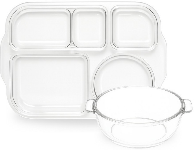 리빙메이트 국산 트라이탄 식판세트, 투명, 1세트, 식판 + 볼