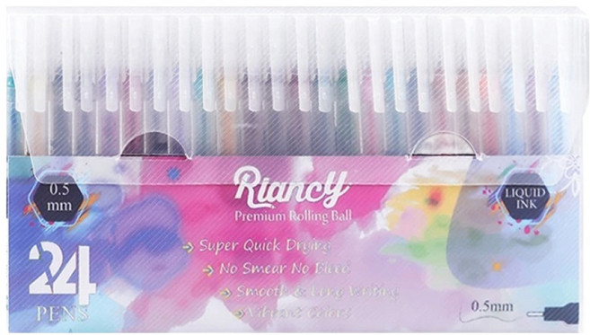 동아피엠에스 리퀴드 프리미엄 잉크 중성펜 0.5mm 24종 세트, 혼합색상, 1세트