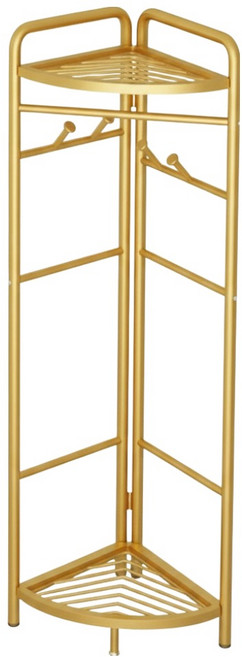 로이라이프 고급스런 코너 메쉬 2단 선반 행거, 골드