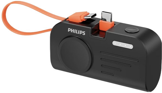 PHILIPS 飛利浦 手錶磁吸 + 多合一行動電源 Type C DLP2552CB, 黑色