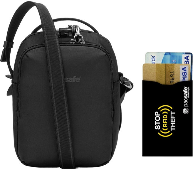 팩세이프 V 컴패니언 크로스바디 도난방지가방 + RFID차단 카드슬리브 세트