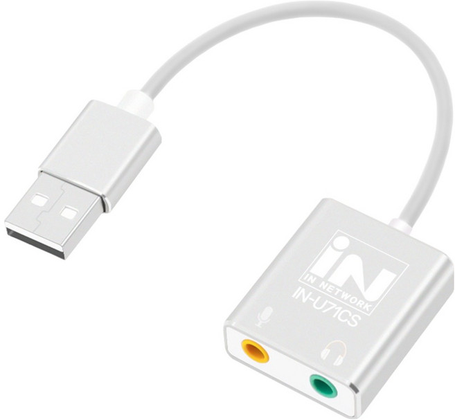 인네트워크 가상 7.1채널 지원 USB 케이블형 사운드카드 외장형, 1개, IN-U71CS