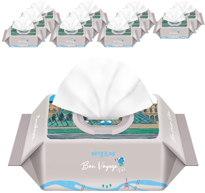 페넬로페 본보야지 루브르 휴대용 물티슈 캡형, 70g, 20매, 12개 - 쿠팡