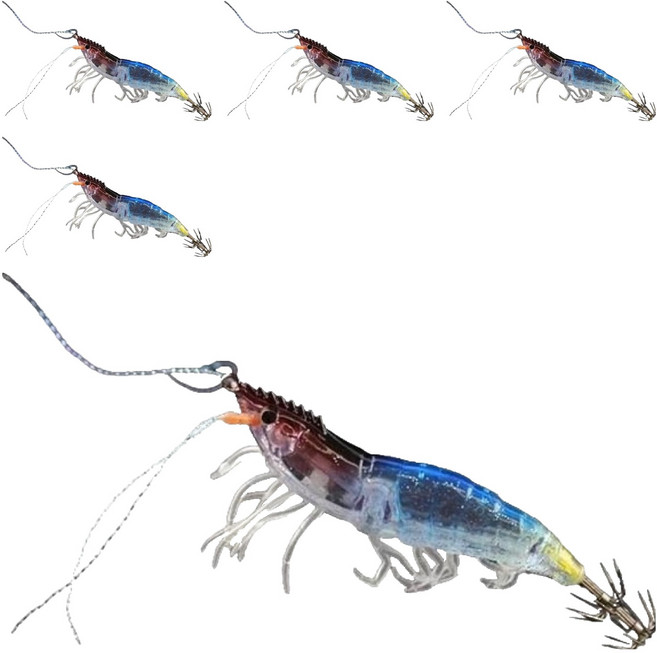 999피싱 리얼 새우 수평 에기 UV 반사 야광 인조 미끼, 5개, 10g, 샤이니 레인보우