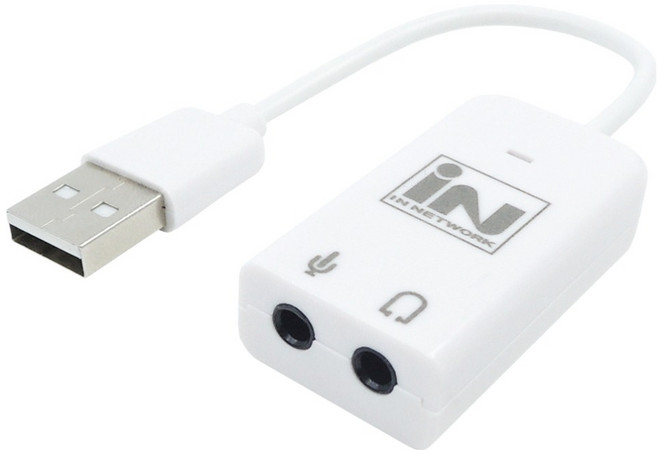 인네트워크 가상 7.1채널 지원 USB 케이블형 사운드카드 외장형, 1개, IN-U71CW