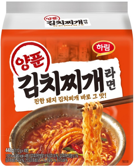 하림 양푼김치찌개라면 112g, 4개