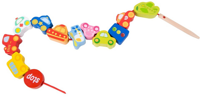 Classic WORLD 客來喜 幼兒木製串珠 交通款 3635, 交通款 多色, 1組