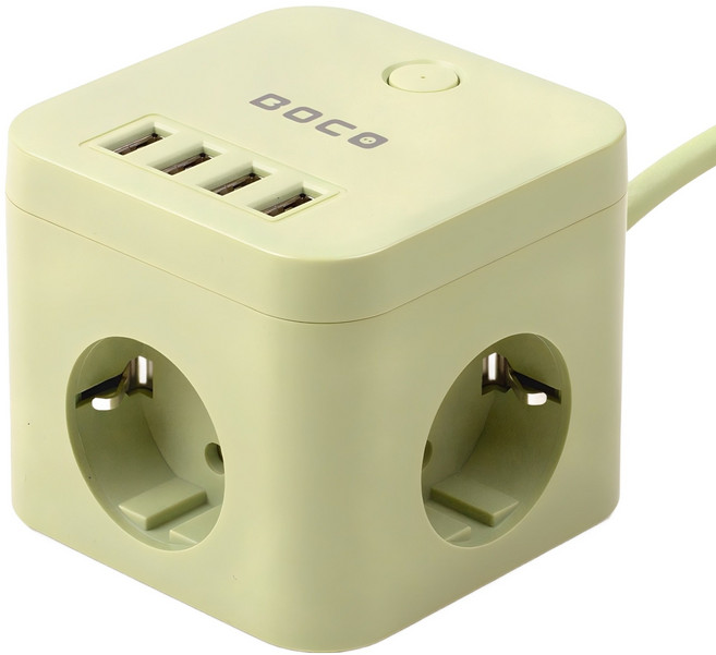 보코 USB 큐브 멀티탭 3구 SL-320, 2m, 그린, 1개