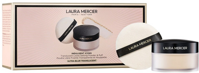 로라메르시에 인덜전스 아이콘스 트랜스루센트 루스 세팅 파우더 울트라 블러 20g + 퍼프 세트 HO25, 반투명, 1세트