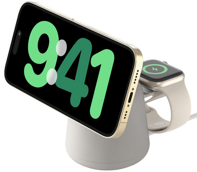 벨킨 부스트차지 프로 Qi2 15w 마그네틱 독 2in1 무선 충전기 WIZ027btH3, 샌드(WIZ027btH37), 1개