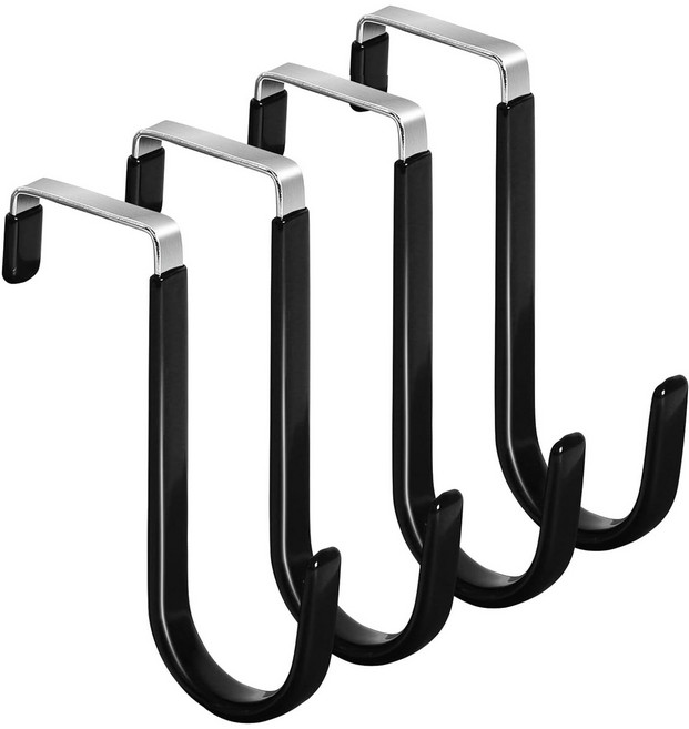 솔브리빙 걸이식 도어 후크 옷 걸이, 블랙, 4개