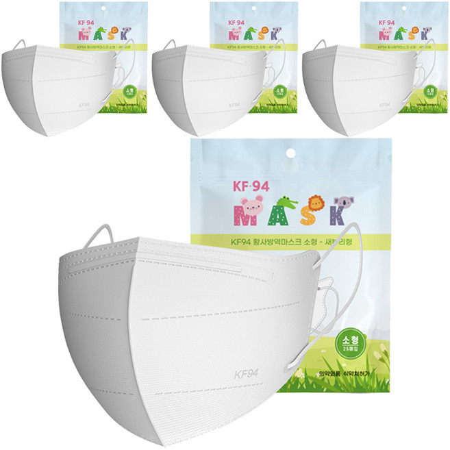 가드데이 새부리형 황사방역 컬러 마스크 소형 KF94, 화이트, 4개, 25개입