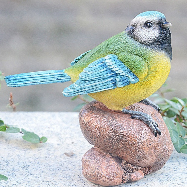 居家超市 庭園裝飾 可愛小鳥 居家裝飾雕塑 石上小鳥, 混色