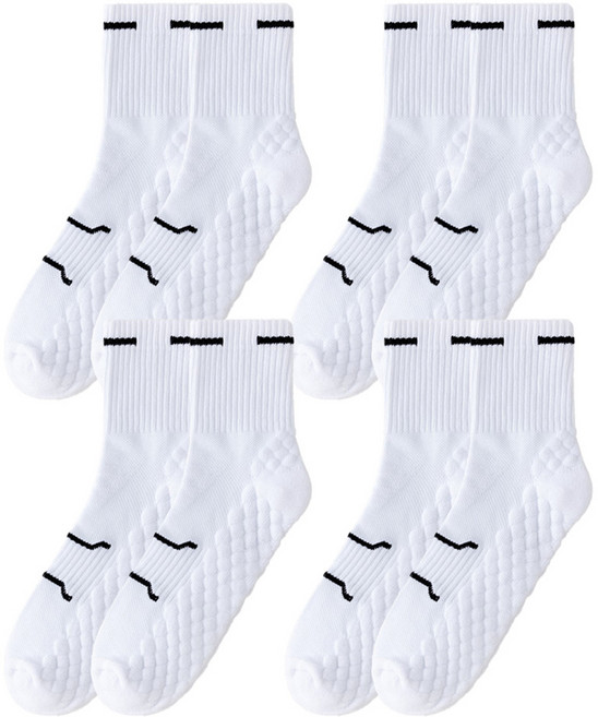 Elsso 厚實腳底壓紋運動中筒襪4雙