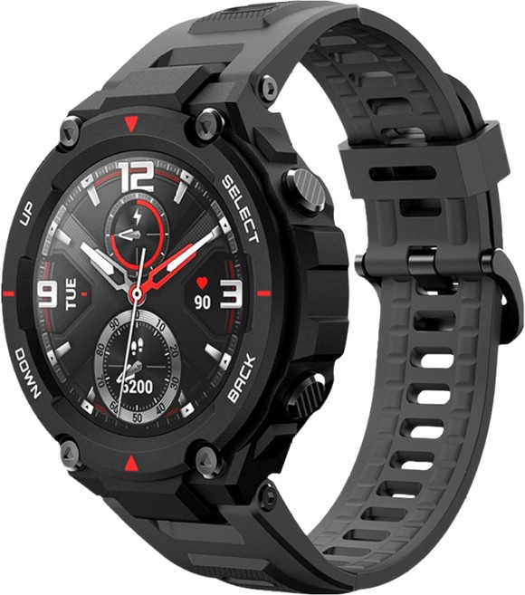 SPACE SHIELD Amazfit T-Rex 相容基本款扣環矽膠錶帶, 深灰色, 1個