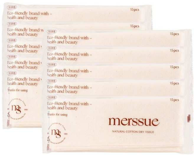 메르슈 유아용 순면 건티슈, 55g, 15매, 10개