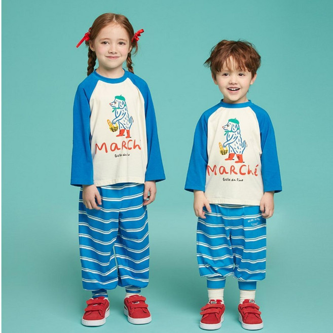 베베드피노언더웨어 아동용 푸들 라운지 웨어 상하의 세트 BU43UL309