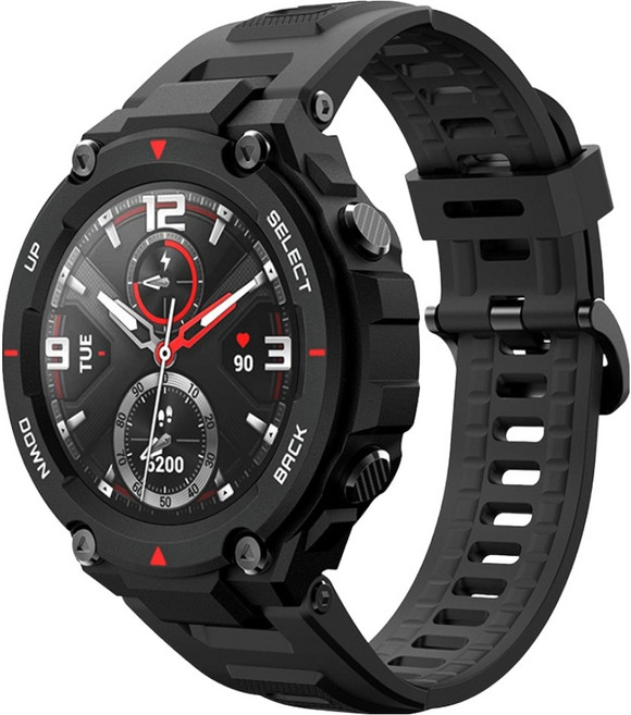 SPACE SHIELD Amazfit T-Rex 相容基本款扣環矽膠錶帶, 黑色, 1個