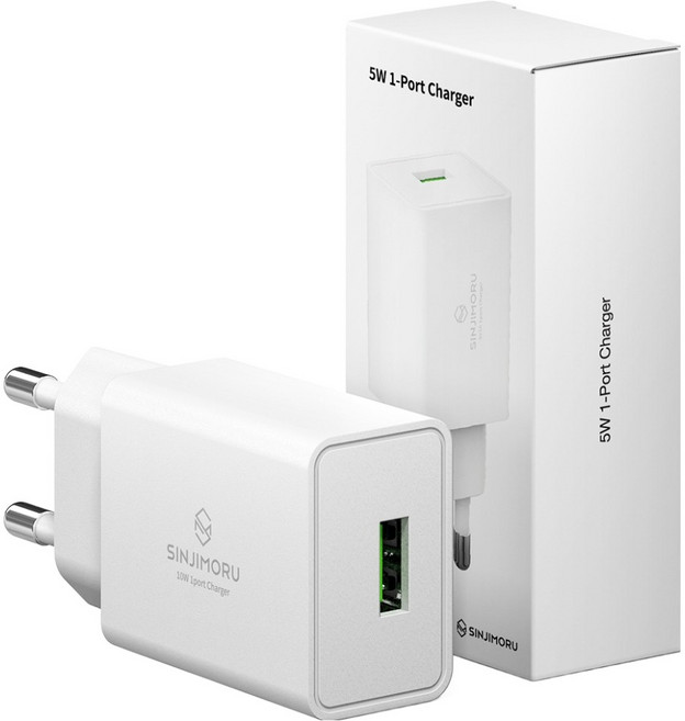 신지모루 전압 전력보호 USB 휴대폰 충전기, 화이트, 1개